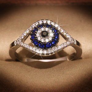 New Devil's Eye s925 sterling silver inlaid ring